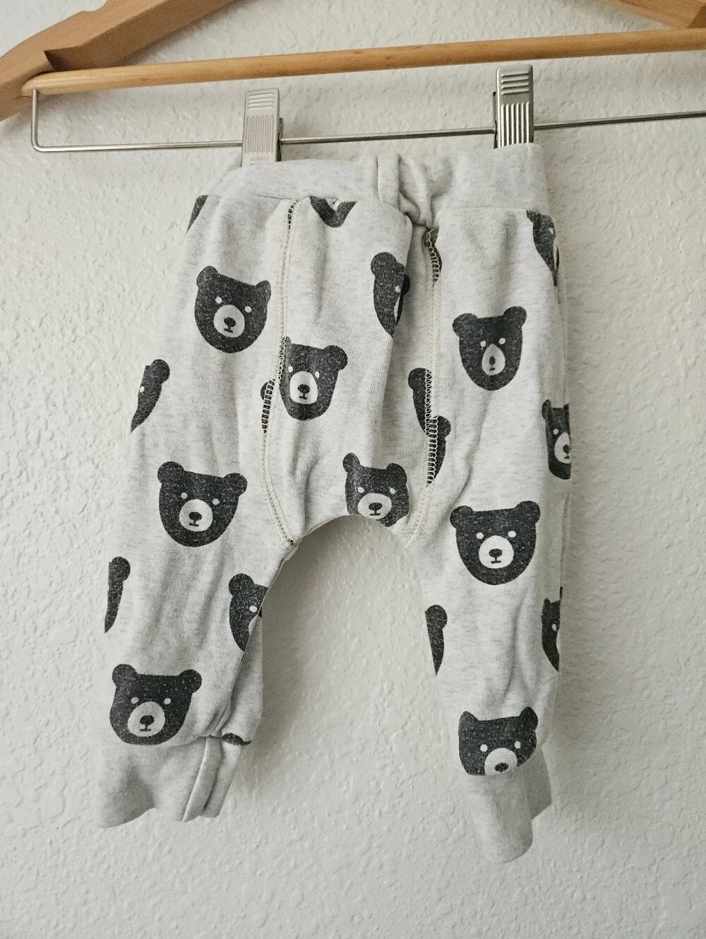 little one shop cotton bear gray sweatpants, 3 - 6 months